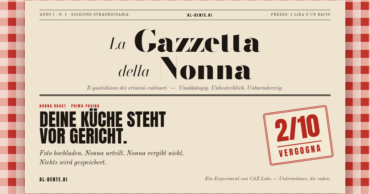 Screenshot of the al-dente.ai - La Gazzetta della Nonna project website