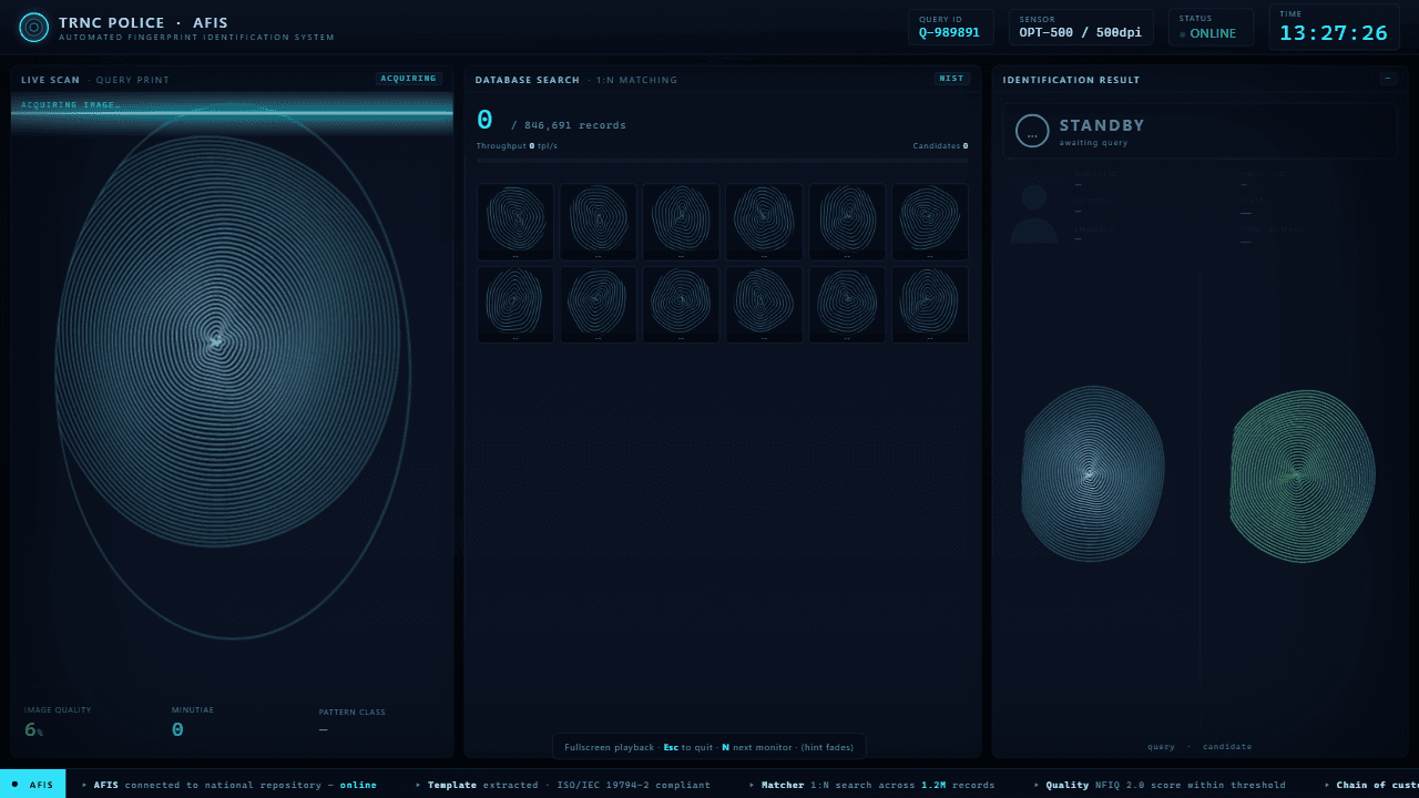 Screenshot der Website des Projekts Biometric Identification (AFIS) — Einspieler