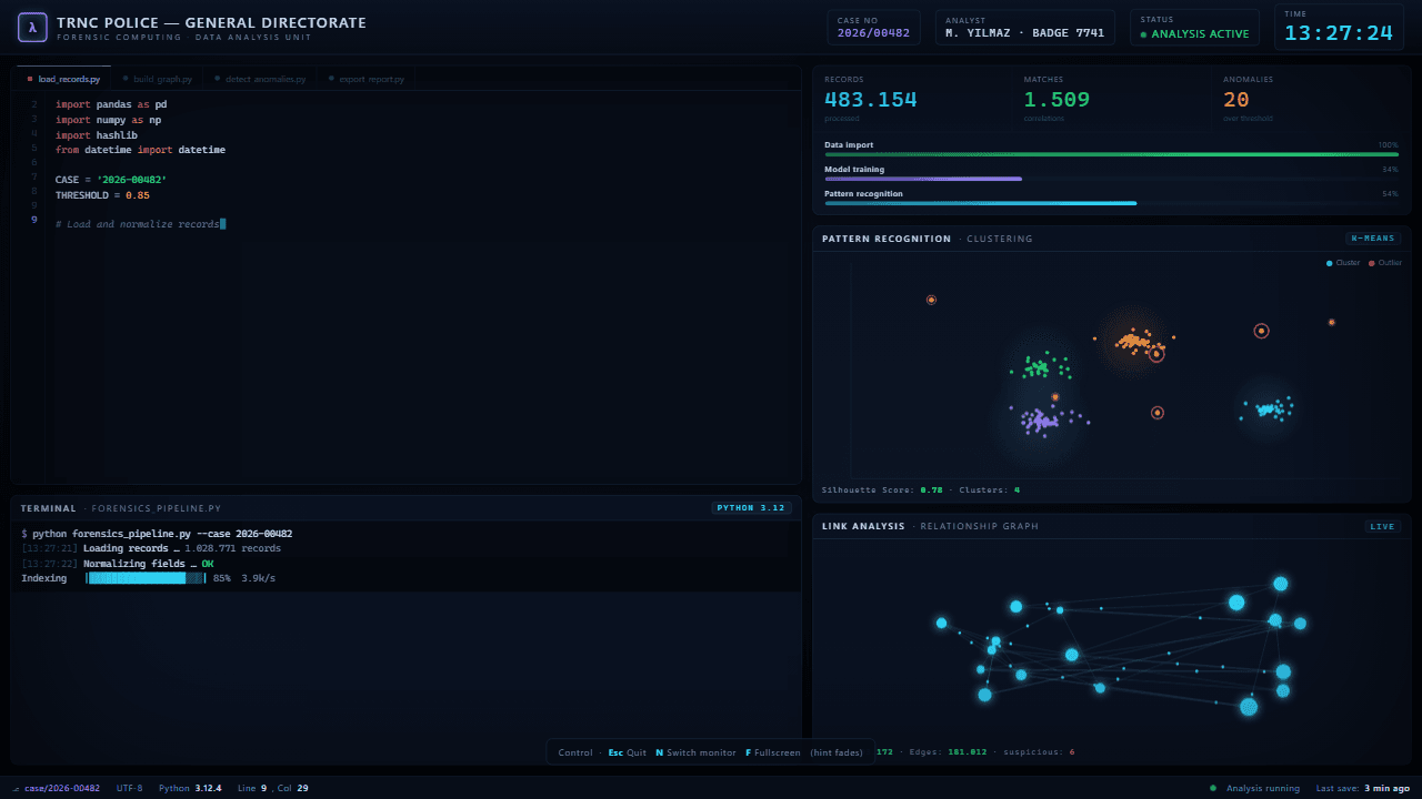 Screenshot der Website des Projekts Forensic Computing — Einspieler
