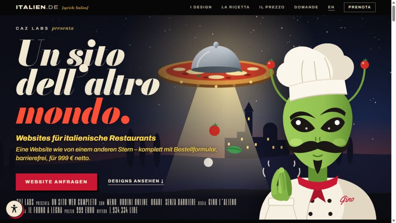 Screenshot der Website des Projekts it-alien.de – Websites mit italienischer Seele