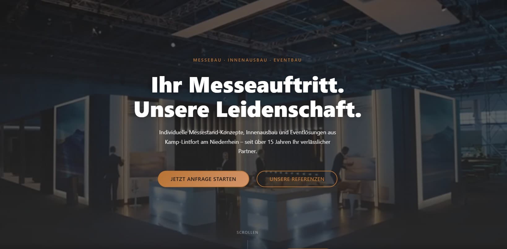 Screenshot der Website des Projekts Messebau & Events