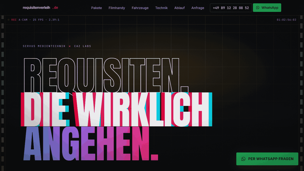 Screenshot der Website des Projekts requisitenverleih.de