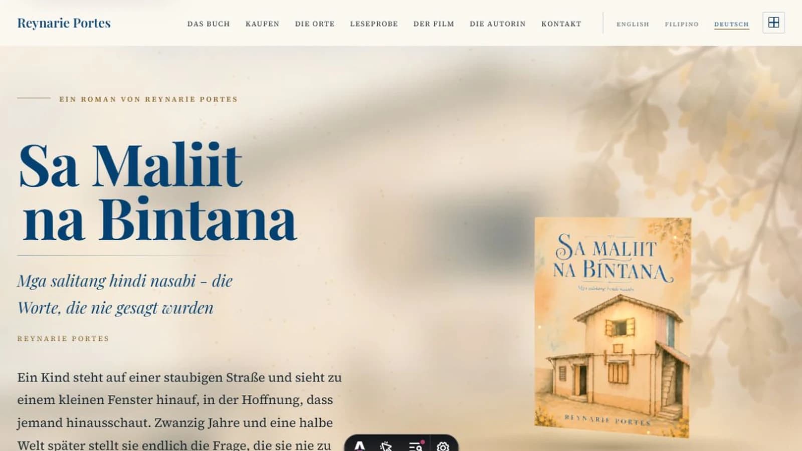 Screenshot der Website des Projekts Reynarie Portes – Literatur als Web-Erlebnis