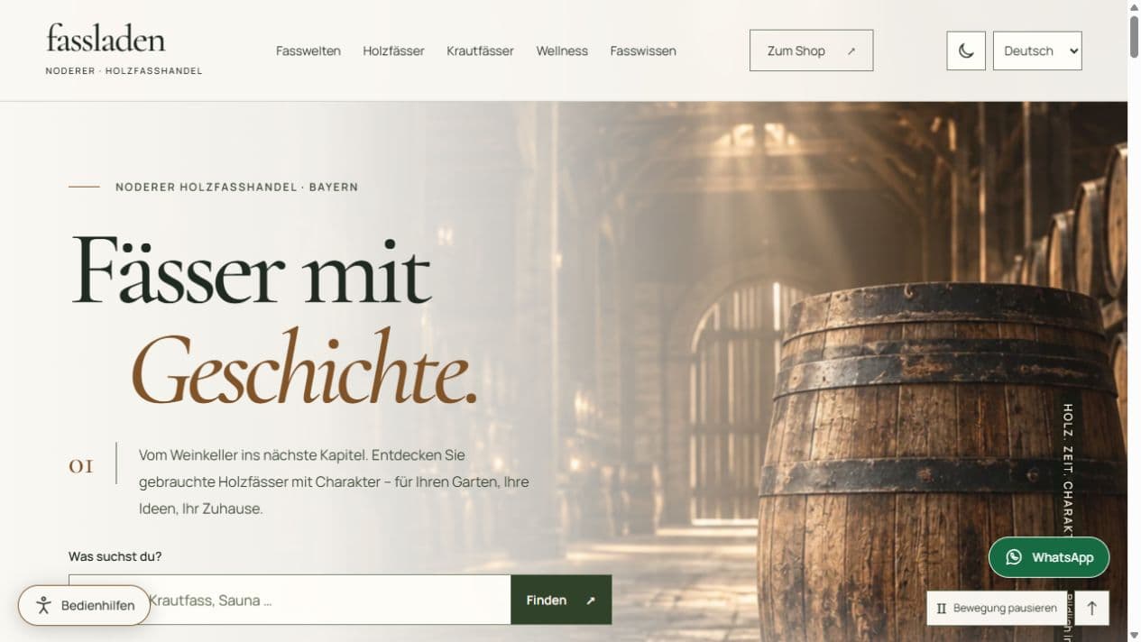 Screenshot der Website des Projekts Fassladen Noderer