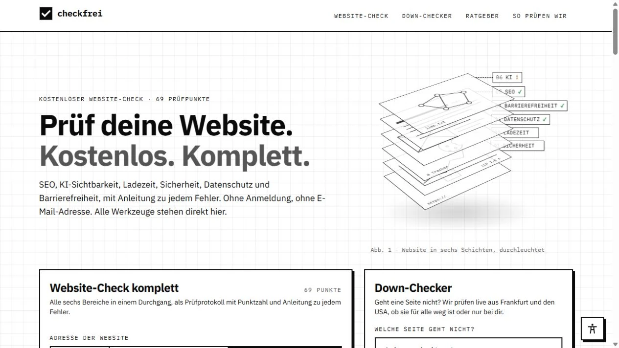 checkfrei, der kostenlose Website-Check von CAZ Labs