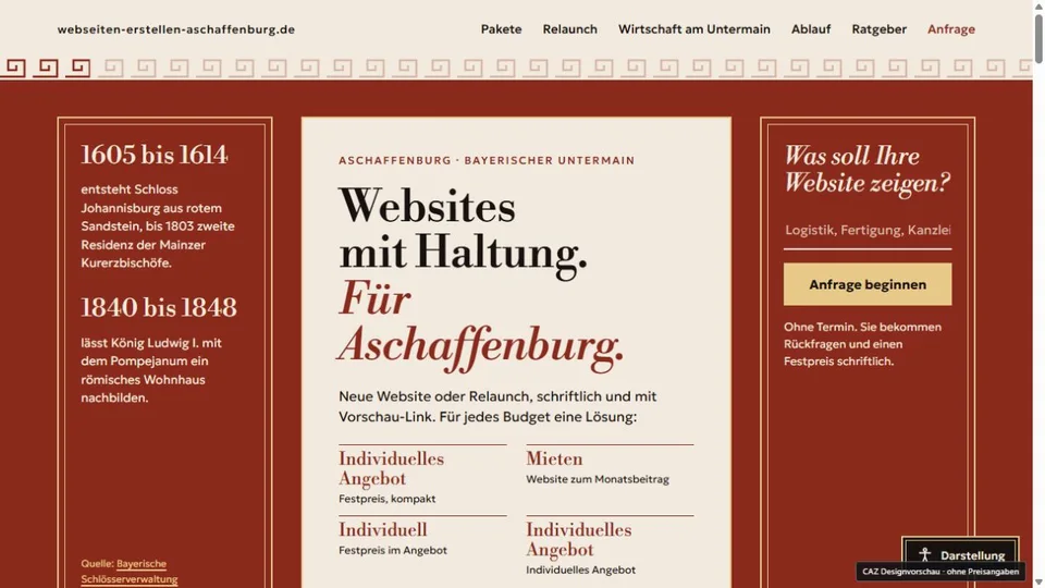 Designvorschau von webseiten-erstellen-aschaffenburg.de: Pompejanische Wand