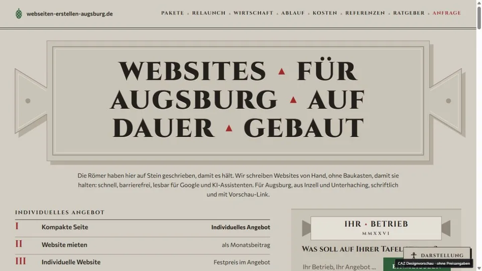 Designvorschau von webseiten-erstellen-augsburg.de: Römische Inschrift