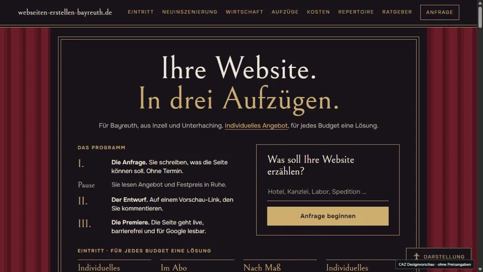 Designvorschau von webseiten-erstellen-bayreuth.de: Bühne & Programmheft
