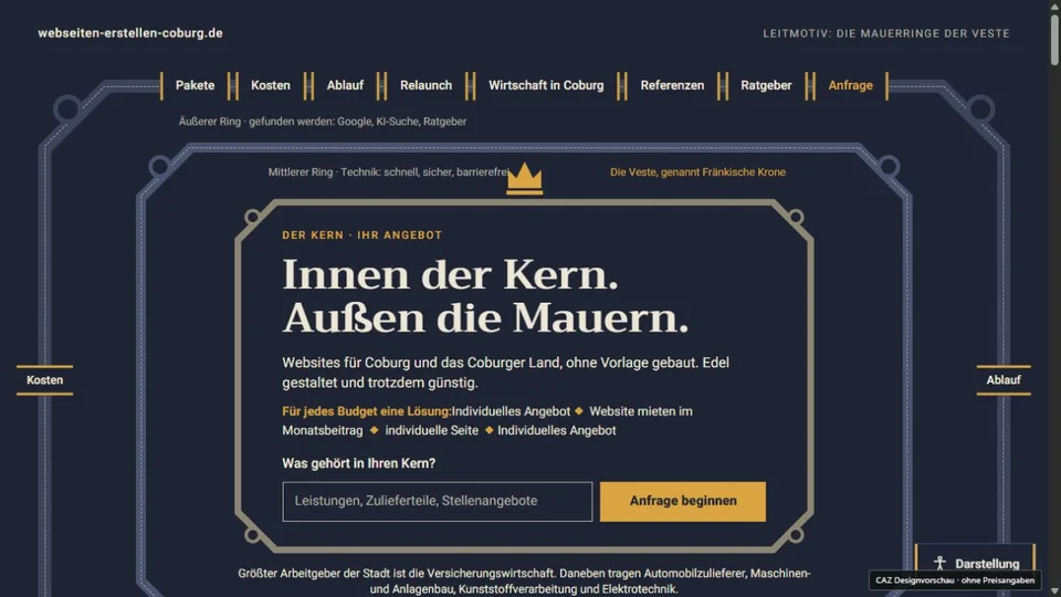 Designvorschau von webseiten-erstellen-coburg.de: Veste & Mauerringe