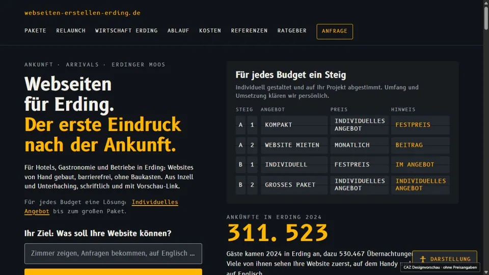 Designvorschau von webseiten-erstellen-erding.de: Ankunftstafel & Moos
