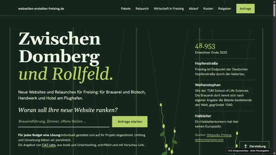 Designvorschau von webseiten-erstellen-freising.de: Hopfengarten
