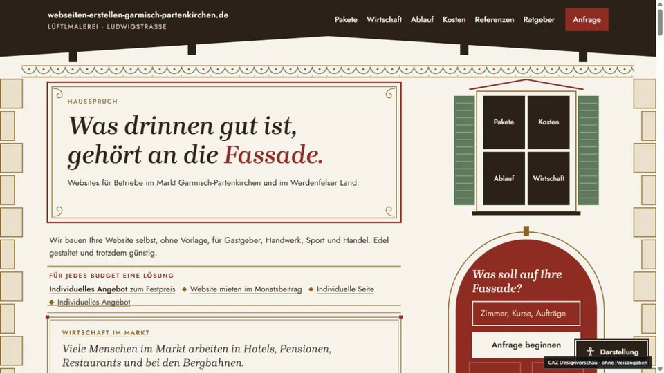 Designvorschau von webseiten-erstellen-garmisch-partenkirchen.de: Fassade & Lüftlmalerei
