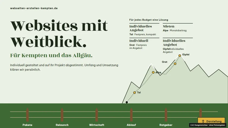 Designvorschau von webseiten-erstellen-kempten.de: Bergkette & Weitblick