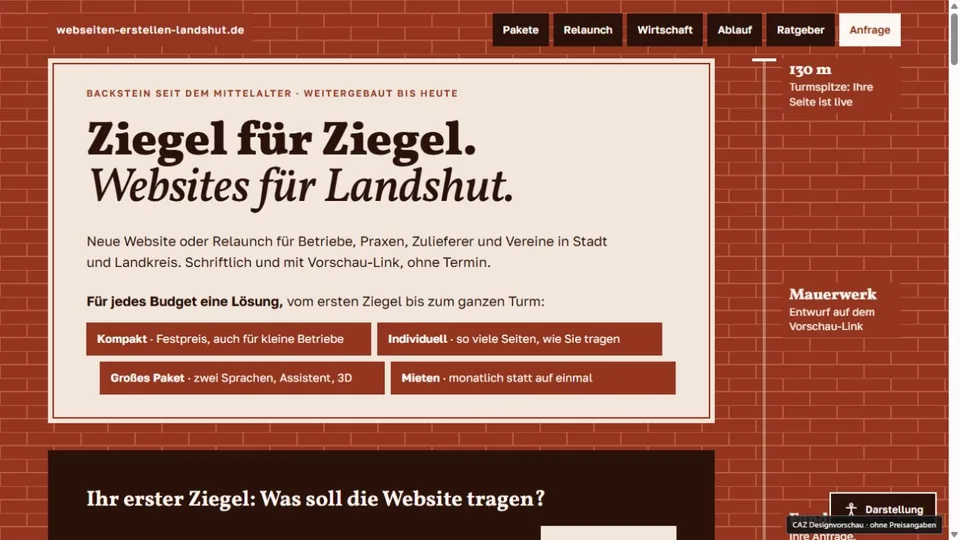 Designvorschau von webseiten-erstellen-landshut.de: Ziegel & Höhenskala