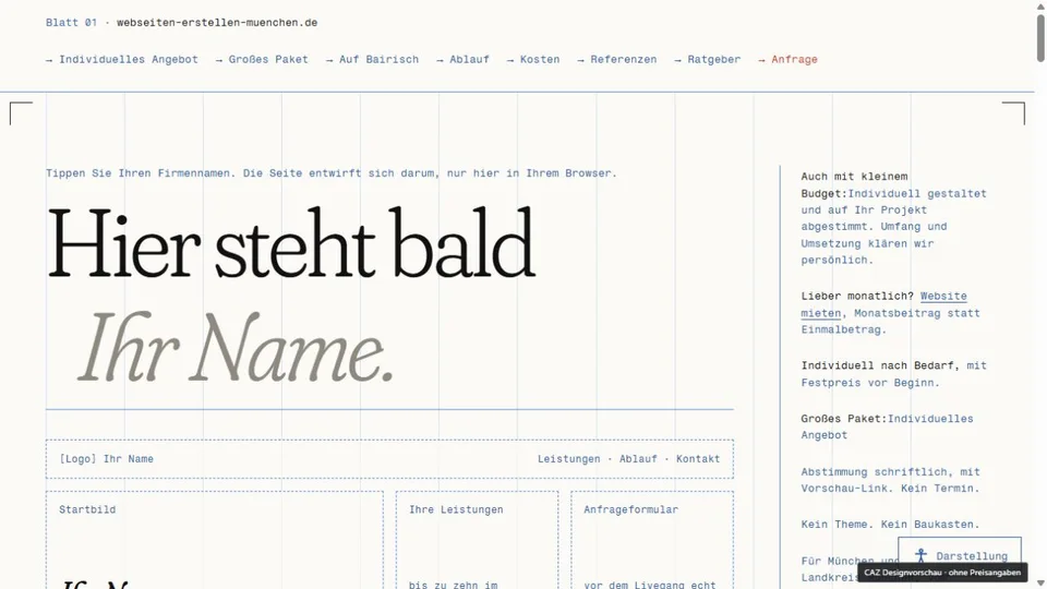Designvorschau von webseiten-erstellen-muenchen.de: Leeres Blatt & Blaustift