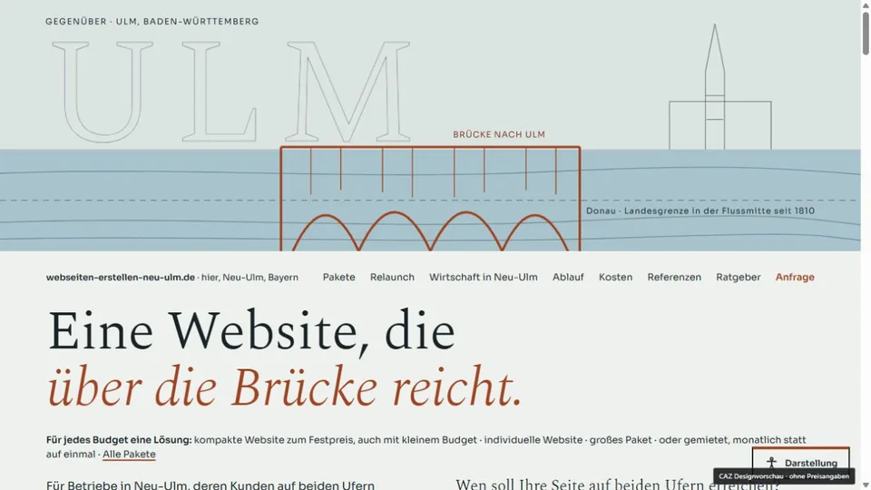 Designvorschau von webseiten-erstellen-neu-ulm.de: Zwei Ufer & eine Brücke