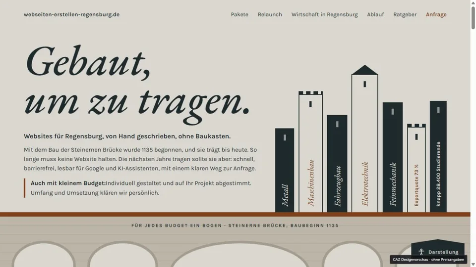 Designvorschau von webseiten-erstellen-regensburg.de: Brücke & Türme