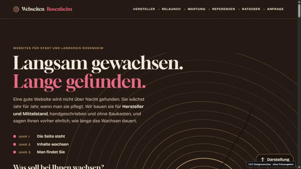 Designvorschau von webseiten-erstellen-rosenheim.de: Holz & Jahresringe