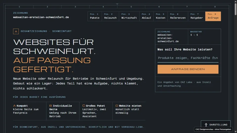 Designvorschau von webseiten-erstellen-schweinfurt.de: Kugellager & Zeichnung