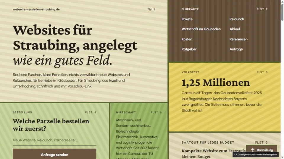 Designvorschau von webseiten-erstellen-straubing.de: Flurkarte & Parzellen