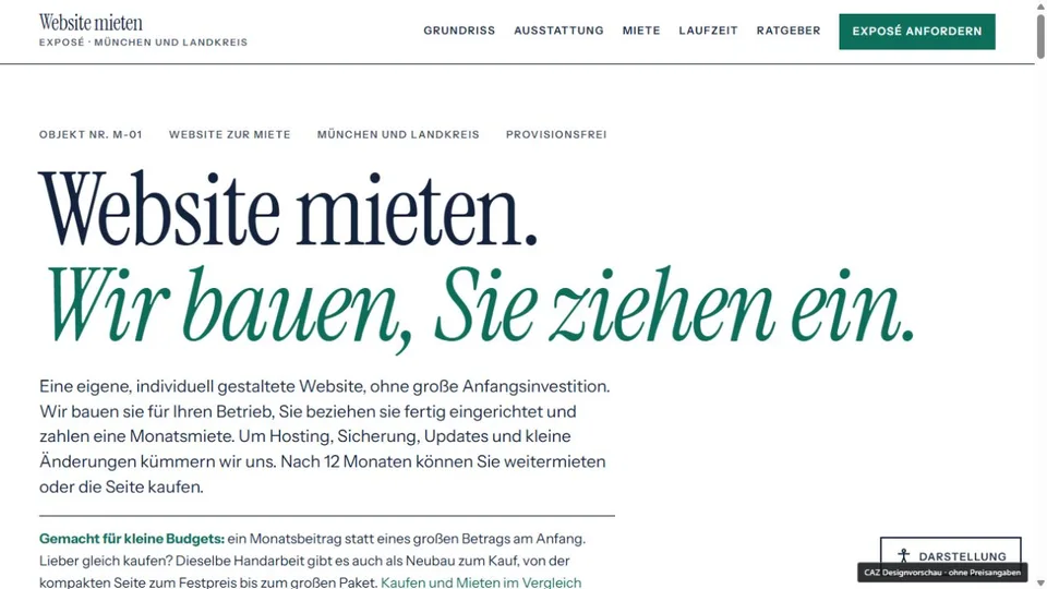 Designvorschau von website-mieten-muenchen.de: Exposé & Grundriss